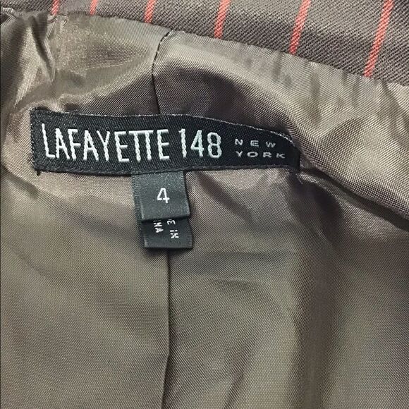 Lafayette 148 New York Brown Pinstripe 2-Piece Pantsuit Cuffed Hem - Picture 6 of 16